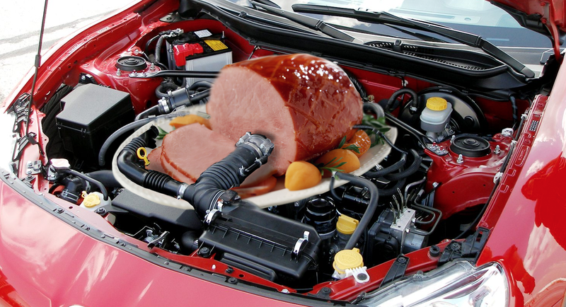 Illustration for article titled Cars With Hams Instead Of Engines